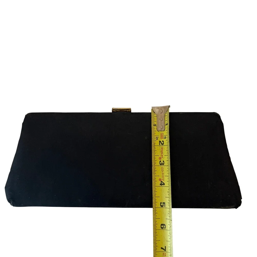 Vintage Mid Century Clutch Bag Women‎ Black Gold Evening MCM Formal Minimalist